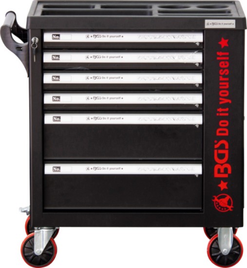 Εικόνα της Εργαλειοφόρος τροχήλατος με 6 συρτάρια και 158 εργαλεία Bgs