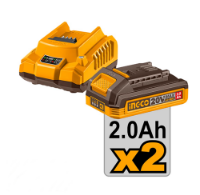 Εικόνα της Σετ μπουλονόκλειδο 400Nm & δραπανοκατσάβιδο 66Nm μπαταρίας 20V INGCO