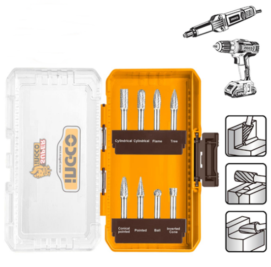 Εικόνα της Φρέζες Καρβιδίου Βολφραμίου για Μέταλλα Σετ 8 τεμ.INGCO