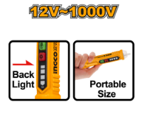 Εικόνα της Ανέπαφο Δοκιμαστικό Τάσης AC 12-1000V/Φακός led INGCO