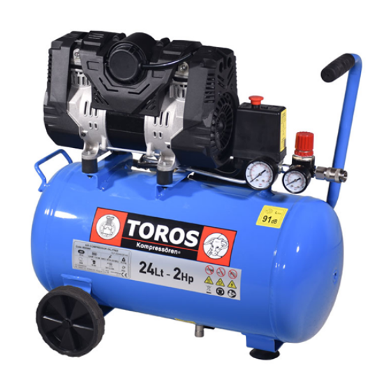 Εικόνα της Αεροσυμπιεστής oil free χαμηλού θορύβου(semi-silent) 24Lt 2Hp Toros