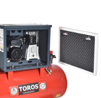 Εικόνα της Αεροσυμπιεστής ηχομονωμένος (silent) κλεσιτού τύπου πλήρης με αεροφυλάκιο 200lt 3hp/10 bar Toros
