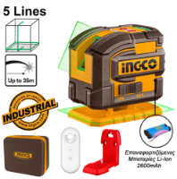 Εικόνα της Αυτοαλφαδιαζόμενο Laser Σταυρού με 5 Πράσινες Δέσμες INGCO