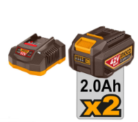 Εικόνα της Μπουλονόκλειδο Κρουστικό Μπαταρίας 42V Li-Ion 600-750Nm + 2*2Ah+φορτιστής Ingco